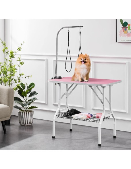 Dog Grooming Table, Adjustable Pet Foldable Grooming Table