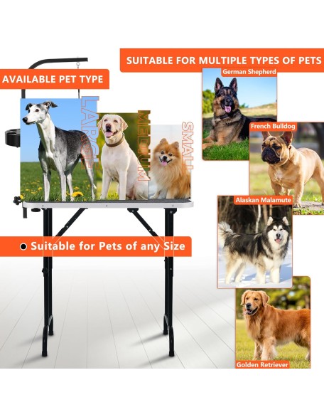 36-inch Height Adjustable(23''~33.8'') and Foldable Pet Dog Grooming Table