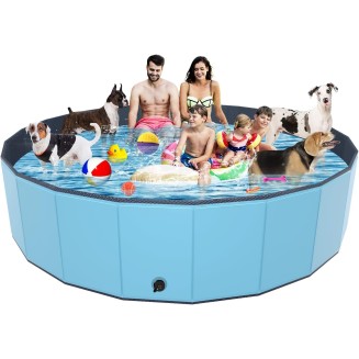 Foldable Dog Pool, Portable PVC Dog Pet Swimming Pool, Collapsible Plastic Dog Bath