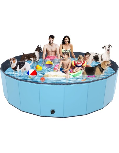 Foldable Dog Pool, Portable PVC Dog Pet Swimming Pool, Collapsible Plastic Dog Bath