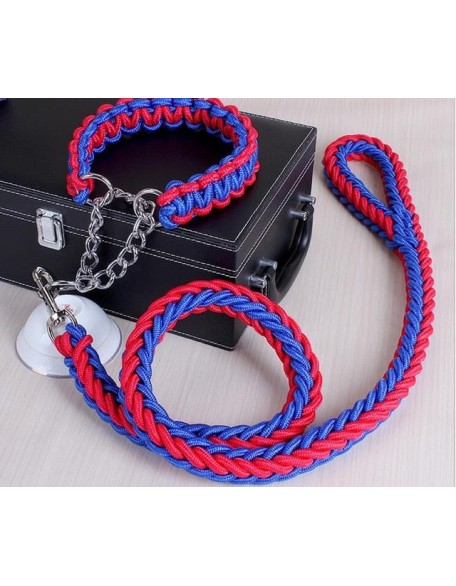 Large Dog Collar-Set Traction-Rope Leashes P-Chain Metal for Big Buckle