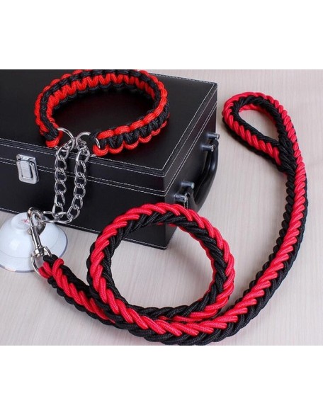 Large Dog Collar-Set Traction-Rope Leashes P-Chain Metal for Big Buckle