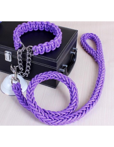 Large Dog Collar-Set Traction-Rope Leashes P-Chain Metal for Big Buckle