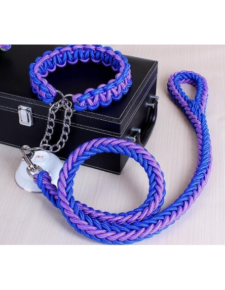 Large Dog Collar-Set Traction-Rope Leashes P-Chain Metal for Big Buckle