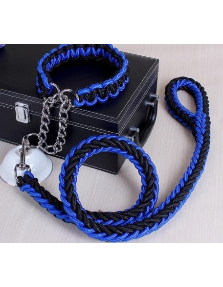 Large Dog Collar-Set Traction-Rope Leashes P-Chain Metal for Big Buckle