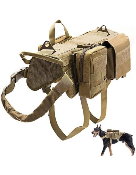 Tactical Dog Harness Adjustable Military K9 Harness Vest with 3 Detachable Pouches