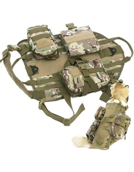 Tactical Dog Harness Adjustable Military K9 Harness Vest with 3 Detachable Pouches