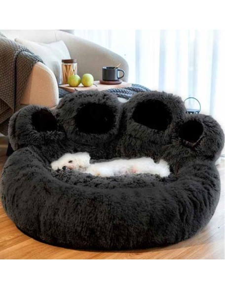 Bear Paw Calming Dog Bed Anti-Anxiety Paw Bed for Dogs Comfy Fur Donut