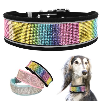 Crystal Reflective Rhinestone Bling Dog Collar