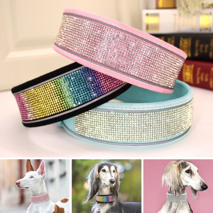 Crystal Reflective Rhinestone Bling Dog Collar