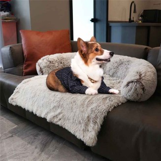 4 in 1 Comfy Pet Bed Calming Soft Faux Fur for Dogs Cats