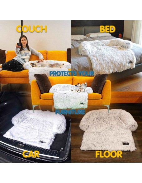 4 in 1 Comfy Pet Bed Calming Soft Faux Fur for Dogs Cats