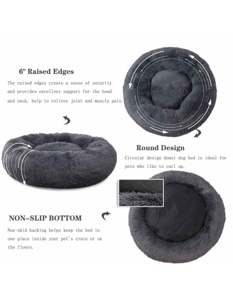 Calming Dog Bed - Anxiety Relieving Dog Bed, Anti-Anxiety Donut Pet Bed