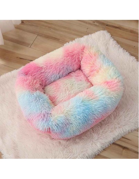 Plush Dog Bed, Super Soft Square Anti Anxiety Dog Bed