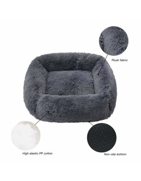 Plush Dog Bed, Super Soft Square Anti Anxiety Dog Bed