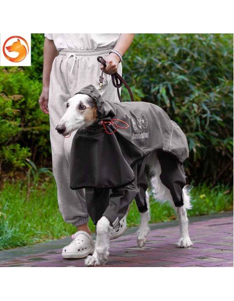 Fully Wrapped Reflective Dog Raincoat With Legs And Hood