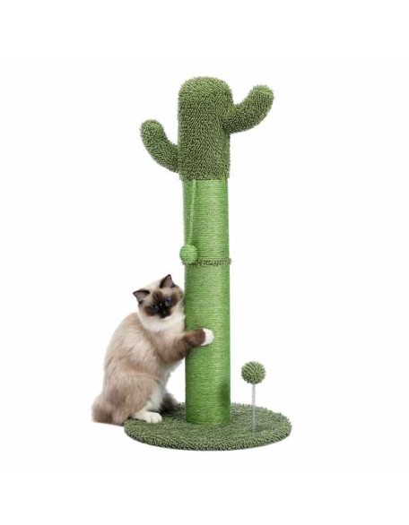 Cactus Cat Tree Cat Scratcher with Sisal Scratching Post and Interactive Dangling Ball For Indoor Cats