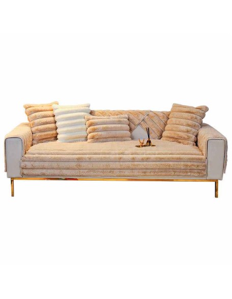 Striped Thickened Plush Non-slip Couch Cover