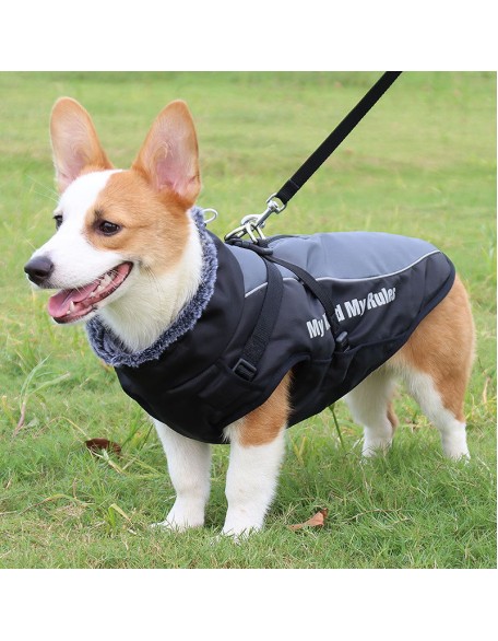 Waterproof Dog Jacket Harness for Cold Weather