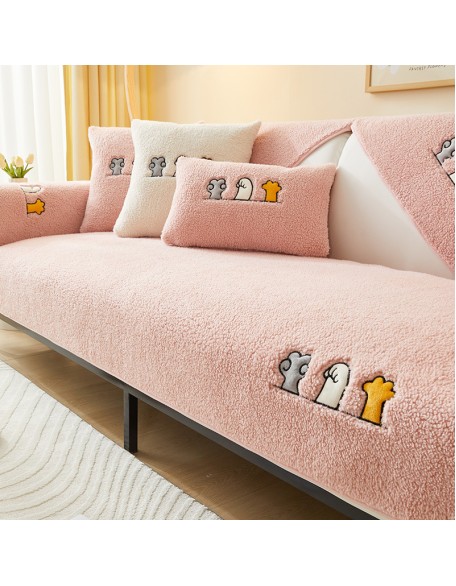 Cat Paw Embroidered Sofa Towel, Cartoon Cute Sofa Cover Blanket