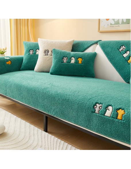 Cat Paw Embroidered Sofa Towel, Cartoon Cute Sofa Cover Blanket